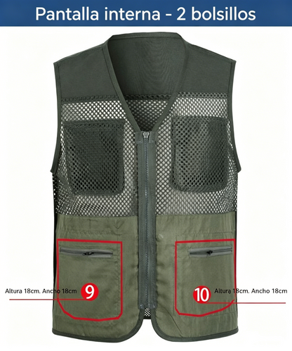 Chaleco sencillo y funcional con múltiples bolsillos 🔥【XL-4XL】