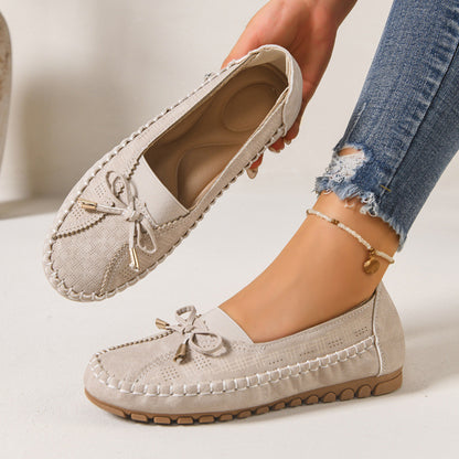 ✨50% de descuento✨【36-43】Zapatos ortopédicos de piel auténtica para mujer, zapatos planos retro sin cordones con estampado floral calado y suela suave para mujer