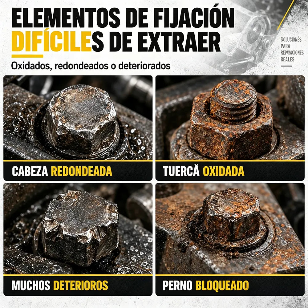 🔧 Kit de 14 Vasos Extractores de Tuercas y Tornillos | Vasos Antideslizantes para Tornillos Oxidados, Dañados o Pasados de Rosca
