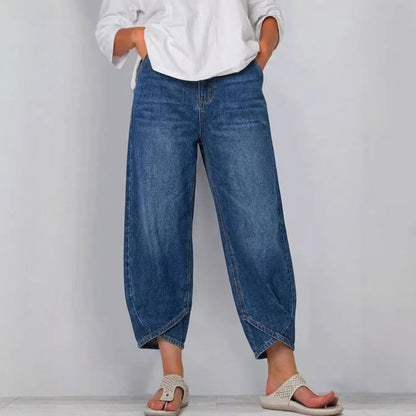 👖【Vylepšený denim, měkký a prodyšný】 módní volné džíny pro volný čas