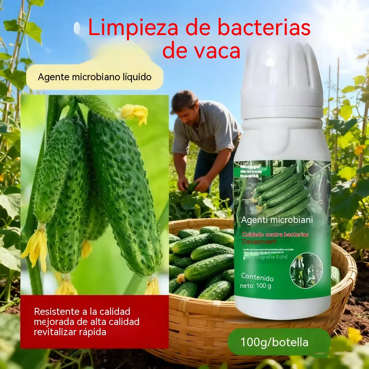 🥒【3 botellas(se puede diluir con 150 kg de agua)】Fungicida sistémico para pepinos – Control eficaz de bacteriosis, manchas amarillas y enfermedades foliares
