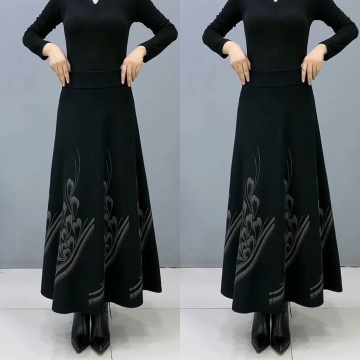 👗🎀【S-3XL】Všestranná pletená midi sukňa na jar a jeseň, elastická a zoštíhľujúca sukňa áčkového strihu