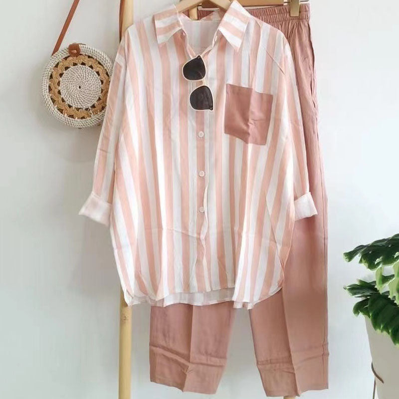 🌸[S-5XL]  Damski prążkowany casualowy komplet dwuczęściowy (wiosna–lato)