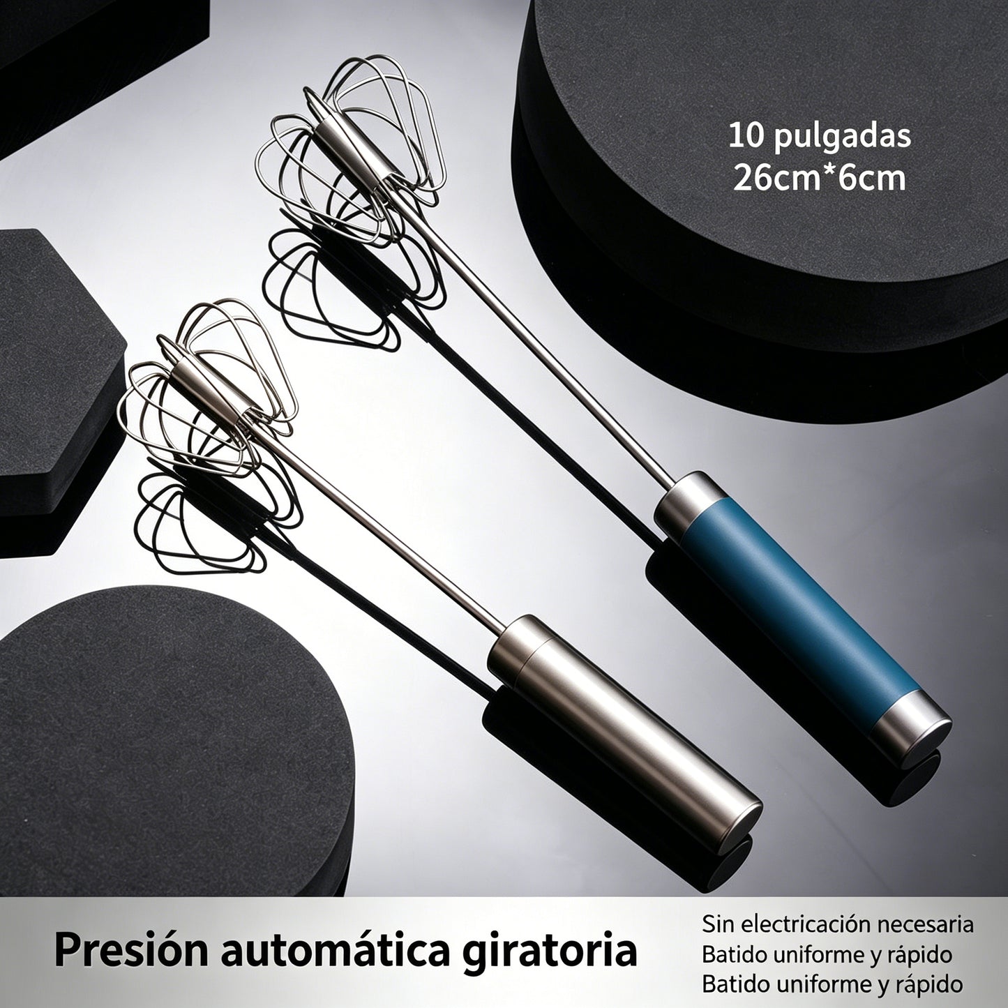 26€【 Conjunto de 2 piezas】Batidor de huevos semiautomático de acero inoxidable
