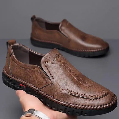 👞【39–44】Nové pánské kožené ležérní boty s měkkou podrážkou – protiskluzové – prodyšné