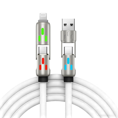 🔥 【2 unidades por 26 euros】 🔥 (2 metros de largo) Cable 4 en 1 PD 240 W – Carga rápida USB‑C, Lightning y USB‑A, aluminio y silicona, sincronización de datos ⚡📱-4330160