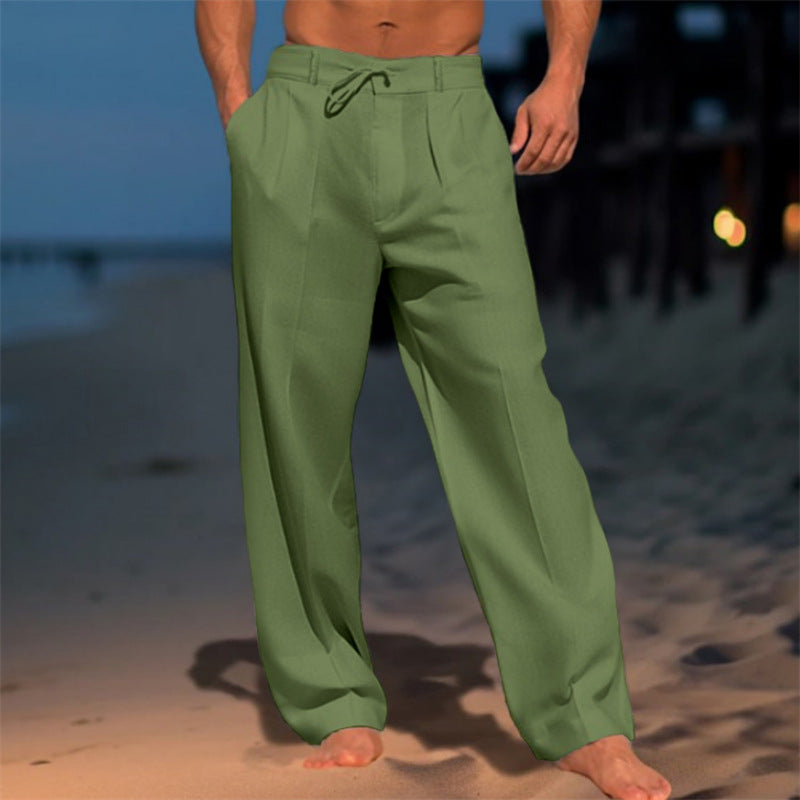🏖️👖【– 50% de descuento 🔥】【S–3XL】😍 Pantalones holgados de lino para hombre en tallas grandes, cómodos y transpirables.