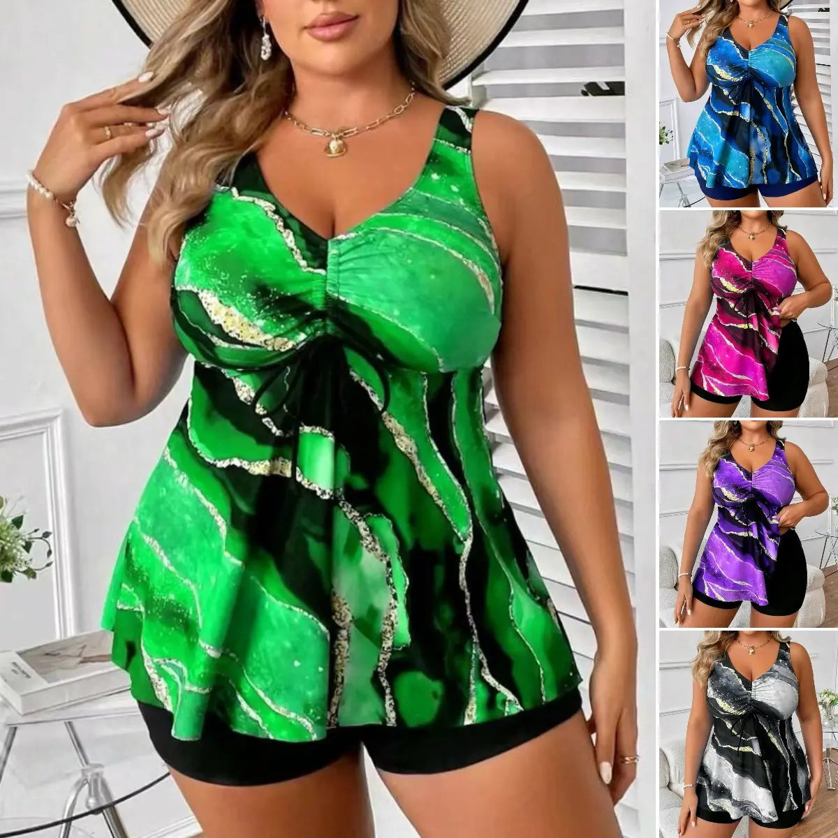 🏖️👙🌴【S-5XL】Stylové plavky s potiskem pro větší velikosti
