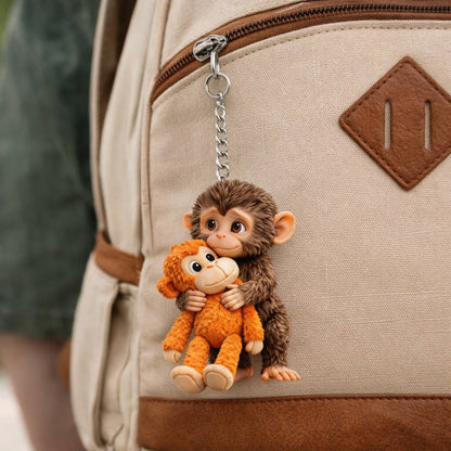 🏆Último día con un 60% de descuento - 🐵 Llavero de mono 3D Viral Punch 💕🎁Un regalo conmovedor para amantes de los animales, familiares, amigos y seres queridos.