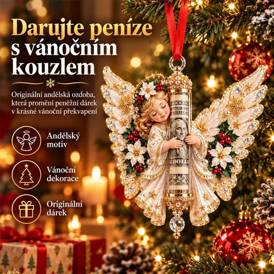 🎁Cena za 10dílnou sadu je 880 českých korun✨Vánoční ozdoba na držák peněz s andělem