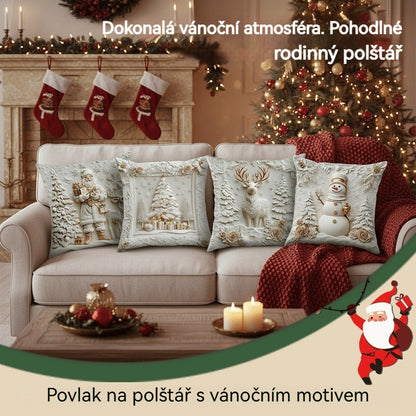 🎅Vánoční výprodej 49% SLEVA🎄Povlak na polštář s vánoční tématikou 【4-dílná sada】