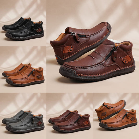 ✨🥾 【Buty męskie najwyższej jakości】 Buty robocze męskie na rower, skóra premium, ręcznie robione, podpora pod stopę – 4185944