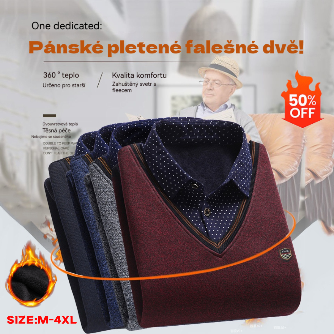 👔 [M-4XL] Nová pánská sametová pletená košile na podzim/zimu