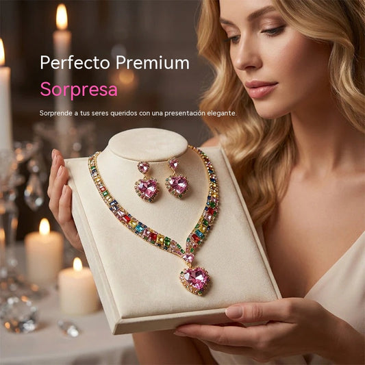 💎 ¡50% DE DESCUENTO POR TIEMPO LIMITADO! ✨ Conjunto de joyas Corazón Brillante: collar y pendientes, elegante y ligero 💖