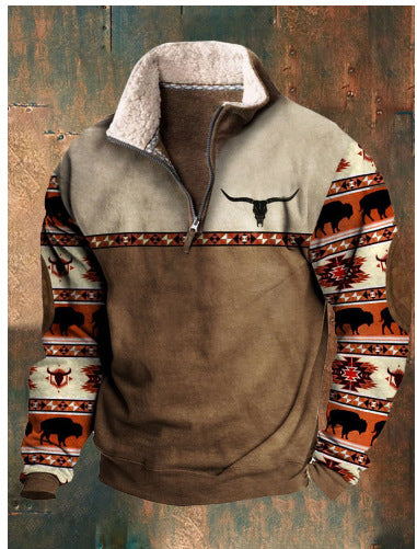 👕【S-4XL】2025 Jesienno-zimowy męski modny, ciepły sweter z długim rękawem i nadrukiem 3D