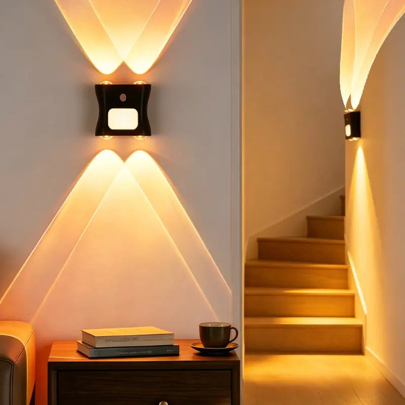 Lámpara de pared ambiental magnética RGB con sensor de movimiento y funciones de control remoto.