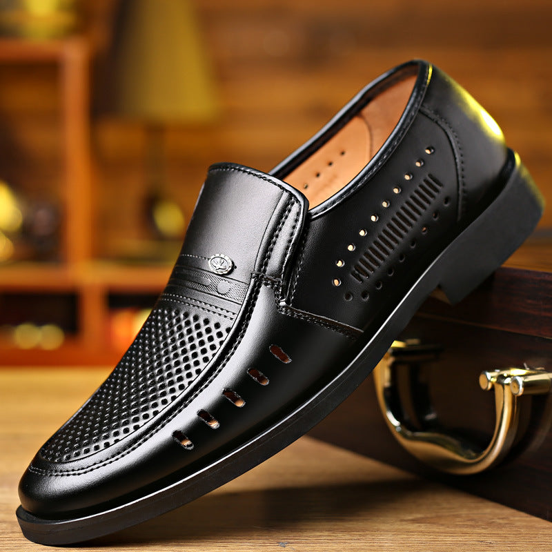 【38-44】 Zapatos casuales de cuero transpirables con diseño calado para hombre, verano 2026