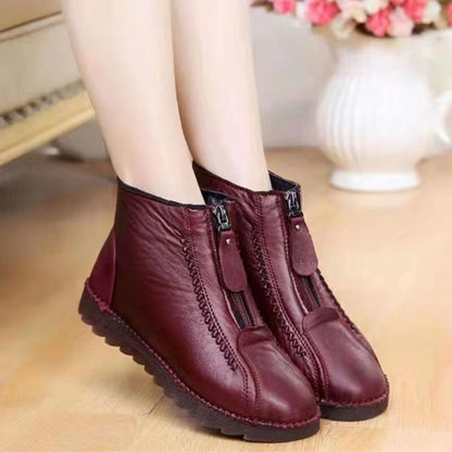 🥰【35-41】✨Zapatos de mujer cómodos, antideslizantes y forrados de vellón de cuero genuino hechos a mano