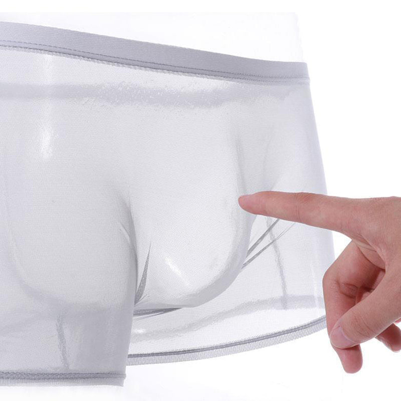 【4 piezas】 Bóxers finos de seda de malla de hielo, transpirables, sexy
