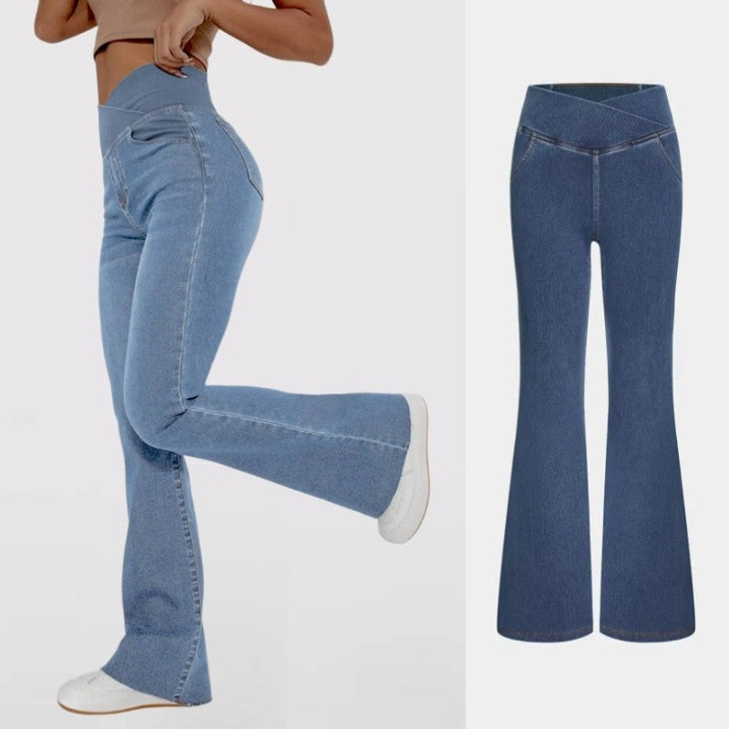 ✨👖【XS-4XL】Női, magas derekú elasztikus farmernadrág_4121024