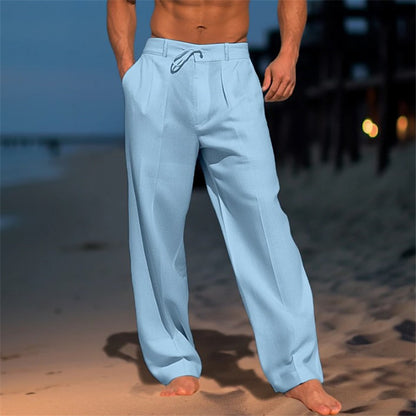 🏖️👖【– 50% de descuento 🔥】【S–3XL】😍 Pantalones holgados de lino para hombre en tallas grandes, cómodos y transpirables.
