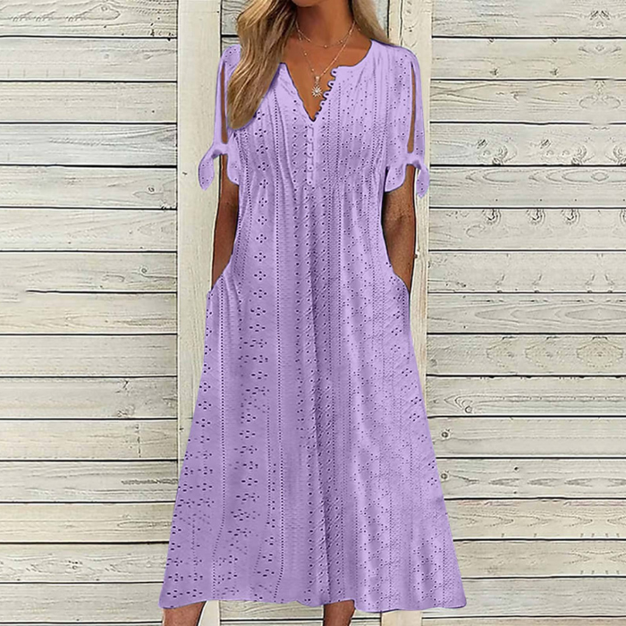 【🏆Nejprodávanější produkty】👗 Jednoduché a jemné jednobarevné šaty