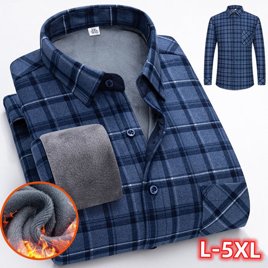 👔【L-5XL】Podzimní a zimní teplá obchodní košile s dlouhým rukávem