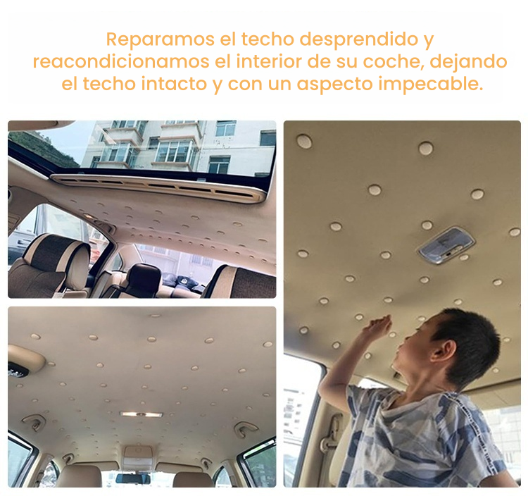 🔥 Reparación sencilla del techo del coche， Fija la base de soporte con clavos. Modifica y renueva el interior de tu coche sin desmontarlo.