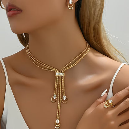 💖🔥【Anillo + Pulsera + Pendientes + Collar】✨Conjunto de joyas de estilo bohemio, creativo y único, de estilo minimalista.