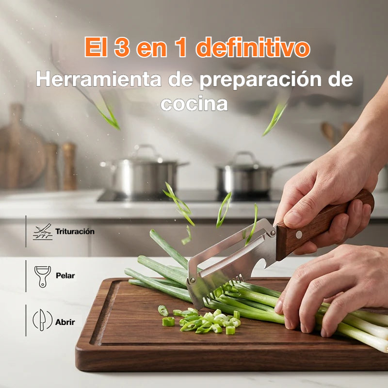 ✅【¡Compra 1 y llévate 1 gratis!】🧅🔪 Pelador de cocina multifuncional 3 en 1: ¡Pela, corta y abre tapones de botellas! 🔥