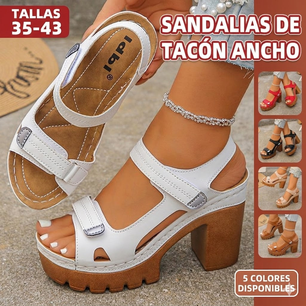 【35-43】🔥 Sandalias de tacón grueso con plataforma – Más alta, más estable, más elegante