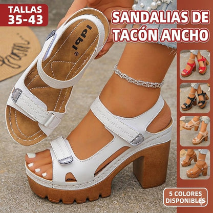 【35-43】🔥 Sandalias de tacón grueso con plataforma – Más alta, más estable, más elegante