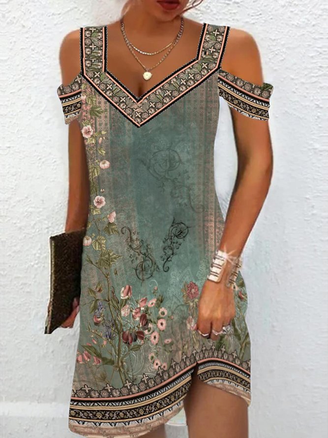 👗 🔥🔥👗【Koupit 1 a získat 1 zdarma】Letní nové módní šaty s potiskem a výstřihem do V pro rok-4025679
