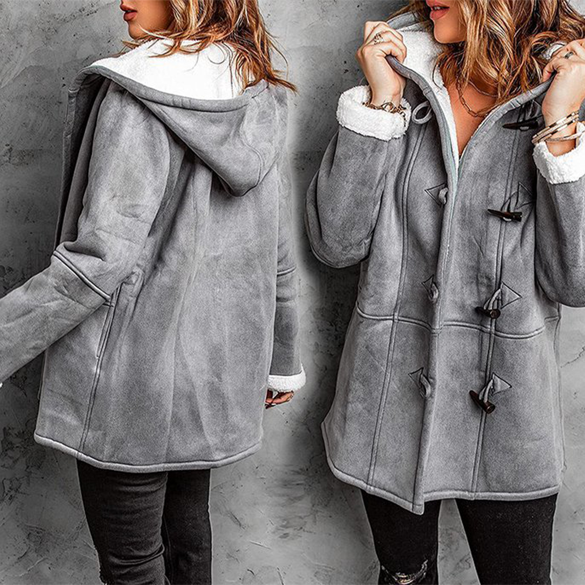 🐏🥼💖2026 Abrigo de mujer elegante y cálido de ante con forro polar, S-5XL, abrigo de invierno/para el día a día