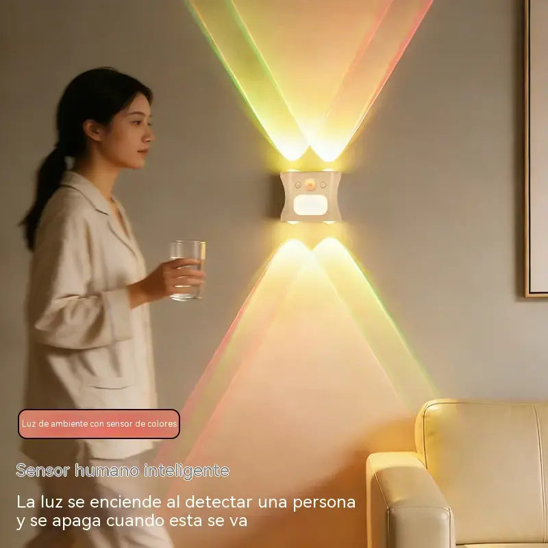 Lámpara de pared ambiental magnética RGB con sensor de movimiento y funciones de control remoto.