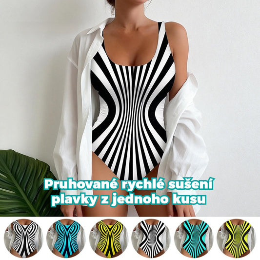 🥰【Časově omezená speciální nabídka 】🔥🔥【S~6XL】Unikátní pruhované jednodílné plavky