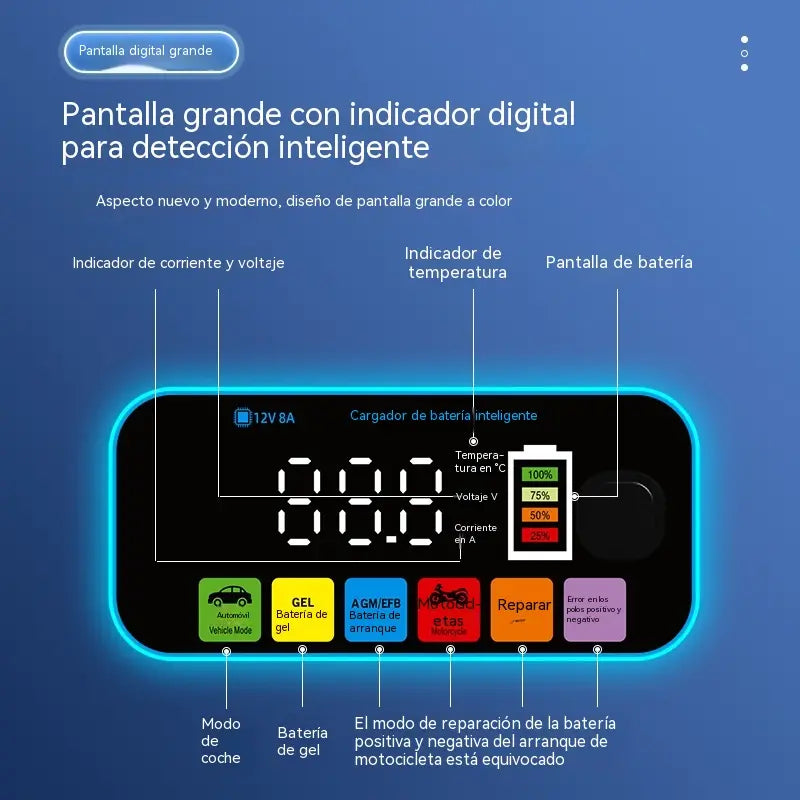 Cargador y mantenedor de baterías inteligente