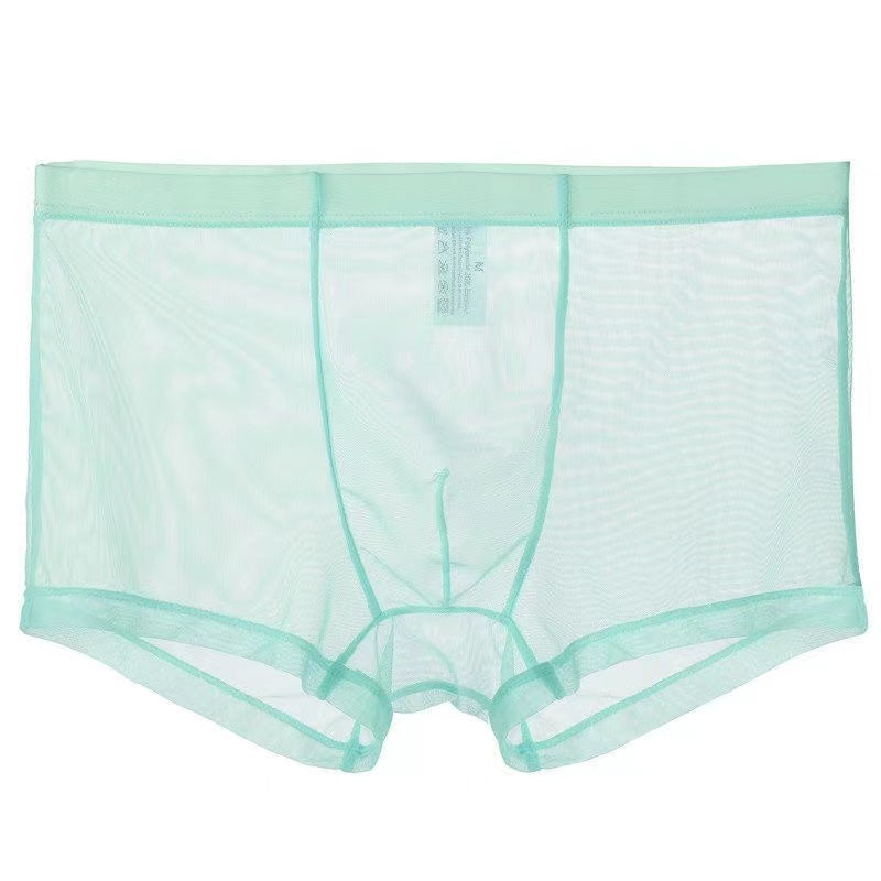 【4 piezas】 Bóxers finos de seda de malla de hielo, transpirables, sexy