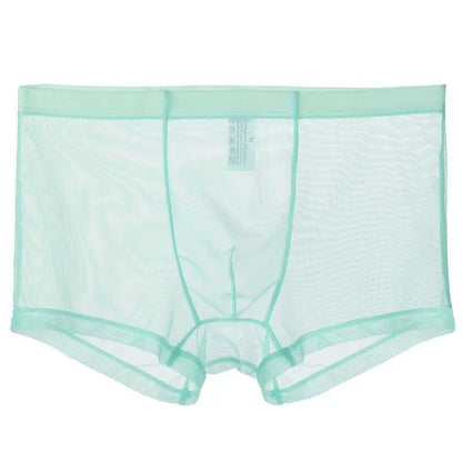 【4 piezas】 Bóxers finos de seda de malla de hielo, transpirables, sexy
