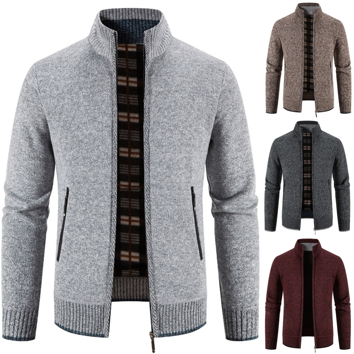 【M-4XL】Pánský fleecový casual svetr kardigan