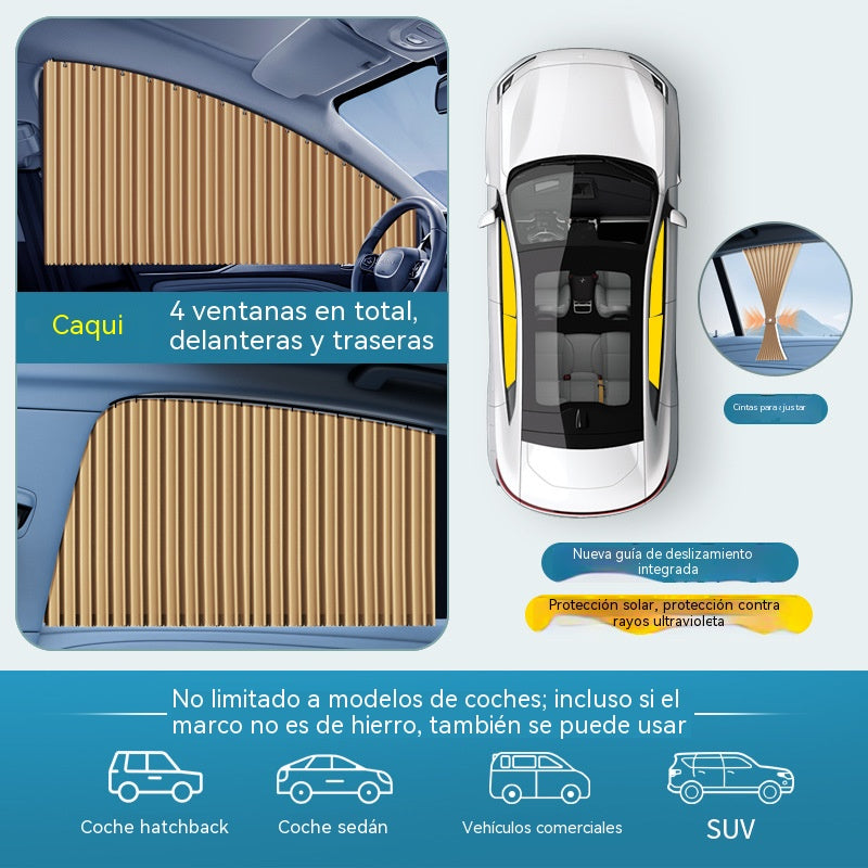 💥【-50% de descuento】🔥[Juego de 4 piezas] Cortina parasol con riel deslizante para ventana de coche y aislamiento térmico