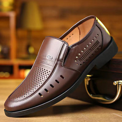【38-44】 Zapatos casuales de cuero transpirables con diseño calado para hombre, verano 2026