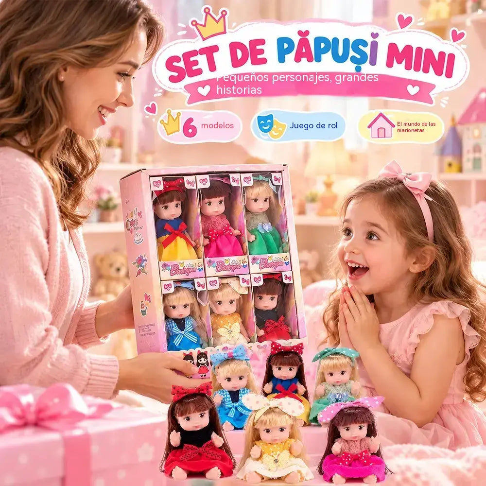 👸 Set de minimuñecas coleccionables para niñas · Pelo largo y articulaciones móviles · Serie Princesas y serie Casual · ¡El regalo perfecto!