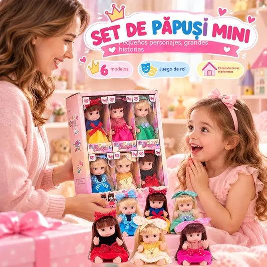 👸 Set de minimuñecas coleccionables para niñas · Pelo largo y articulaciones móviles · Serie Princesas y serie Casual · ¡El regalo perfecto!
