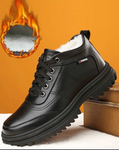 🔥【Εκπτωτική Έκπτωση】 30% έκπτωση【39-44】👞Χειμερινά παχύρρευστα, χνουδωτά ζεστά, χοντρά δερμάτινα παπούτσια για άνδρες