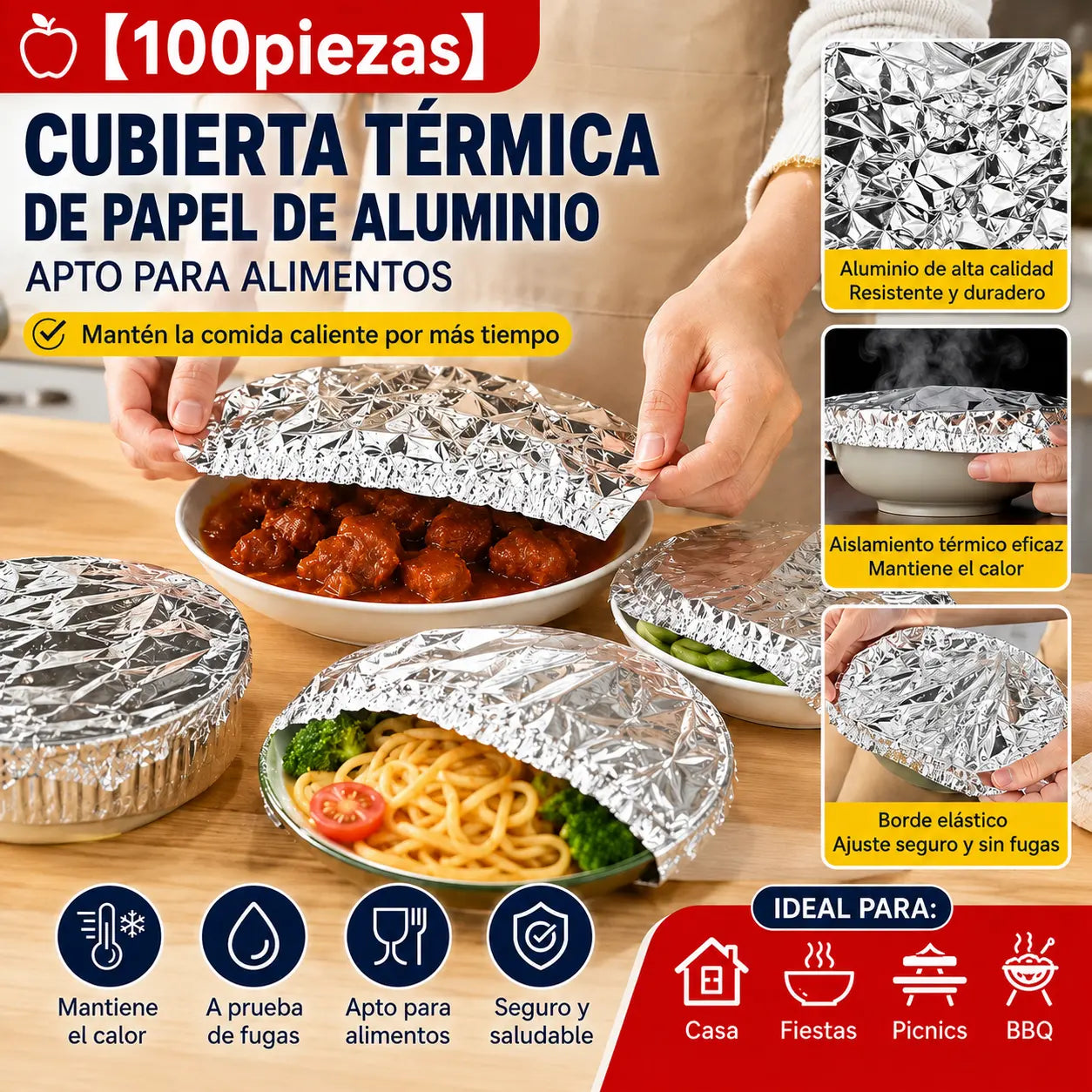 【100 piezas】 Cubierta aislante de papel de aluminio
