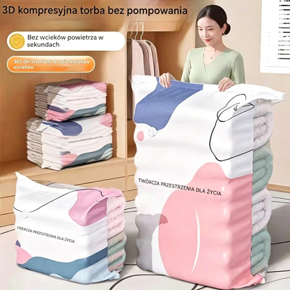 💥 -50% 💨🧳 Zestaw 5 szt. worków kompresyjnych 💨 Bez pompki, więcej miejsca w szafie i walizce ✈️