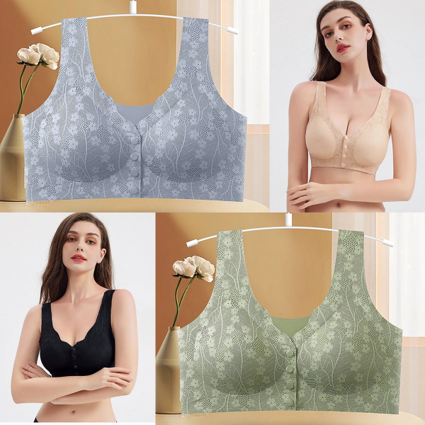 【Compre 1 y obtenga 1 gratis】😍【M-4XL】Sujetador sin aros para mujer con botones frontales ❤️【40-100 kg】