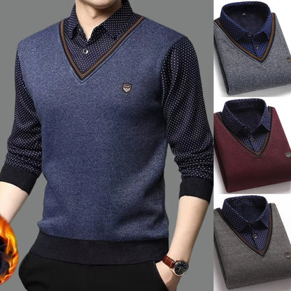 👔 [M-4XL] Nová pánská sametová pletená košile na podzim/zimu