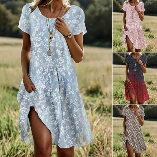 📣【Último día de rebajas】💖【S-3XL】👗Nuevo vestido casual Primavera/Verano 2026 — Cuello redondo con estampado
